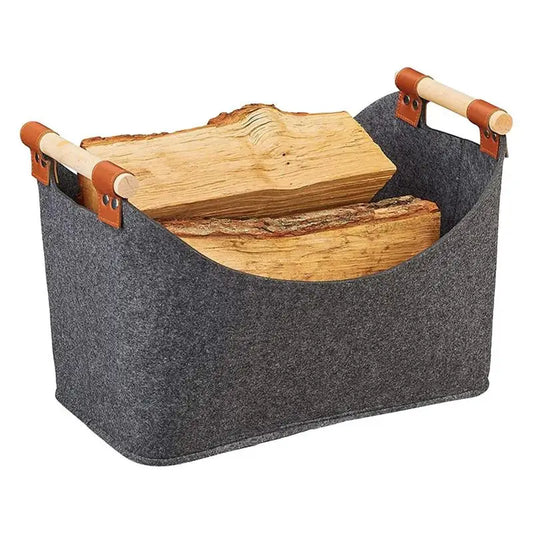 Panier à bûches en feutre – Elégant, 3 tailles, multi-usages, pliable.