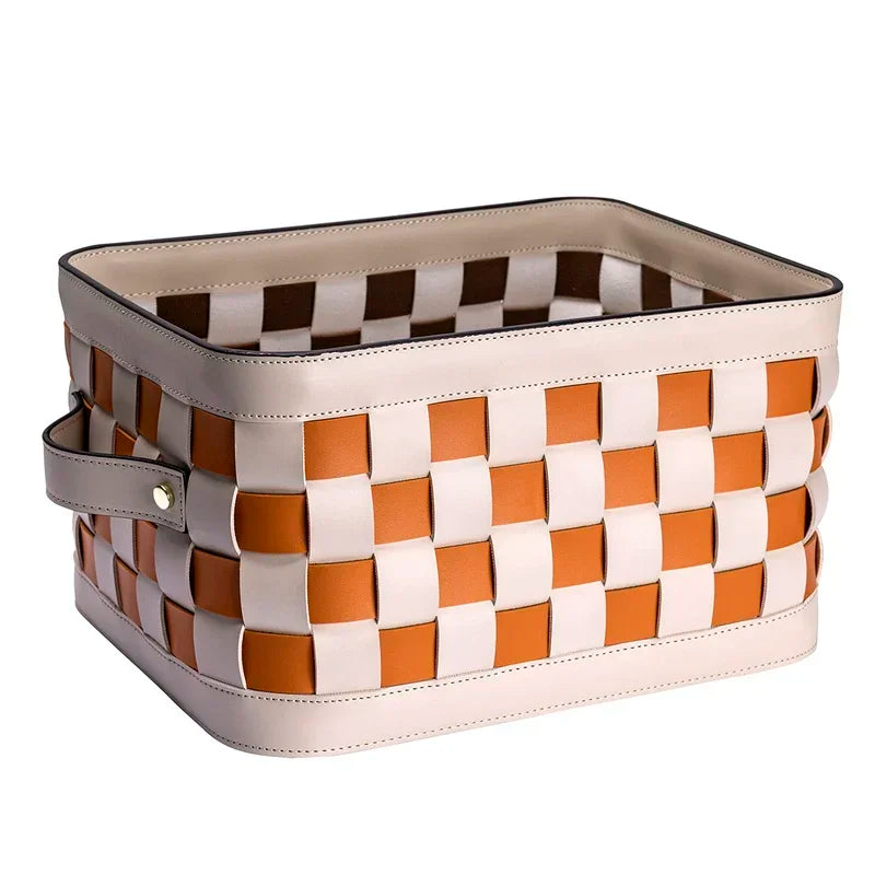 Panier de rangement en cuir tressé – Boîte de rangement décorative de luxe