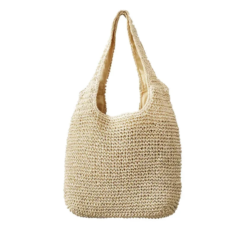 Panier sac cabas en paille tissée