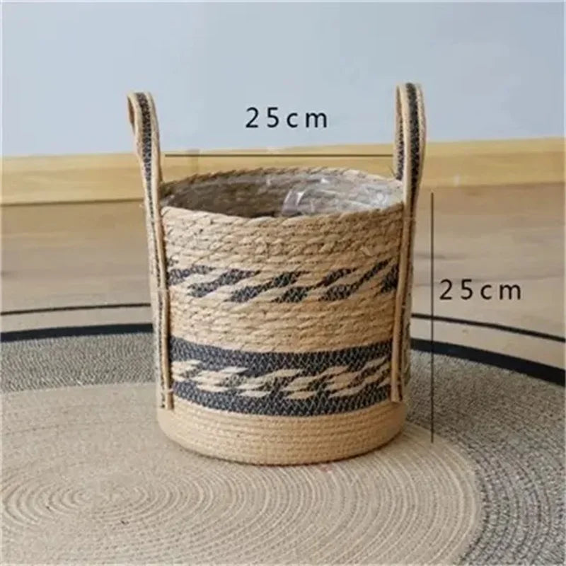Panier tressé en fibres naturelles – Cache-pot, rangement et déco