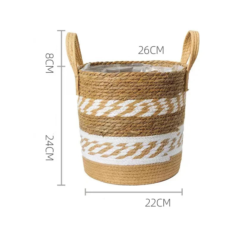 Panier tressé en fibres naturelles – Cache-pot, rangement et déco