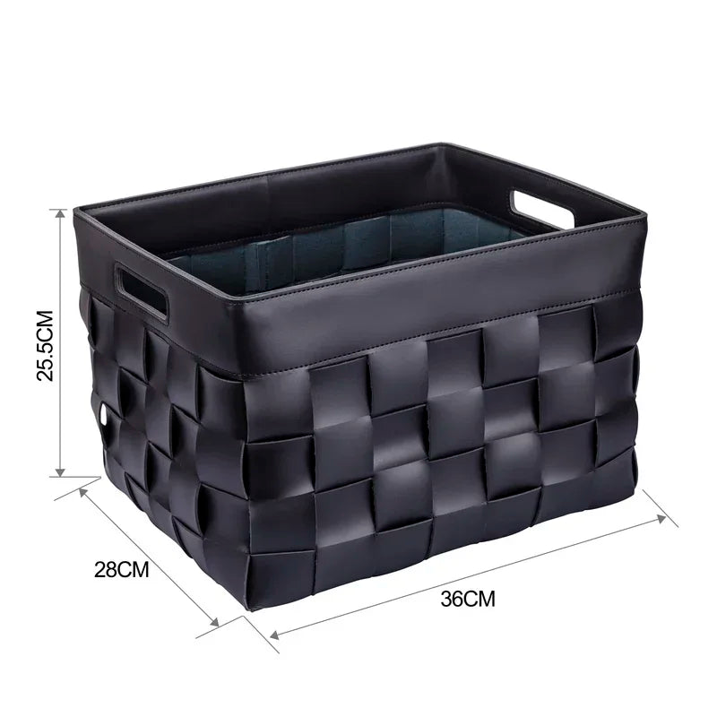 Panier de rangement en cuir tressé – Boîte de rangement décorative de luxe