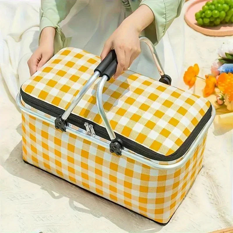 Panier de pique-nique isotherme pliable avec armature