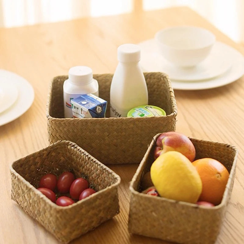Panier de rangement en osier tissé à la main