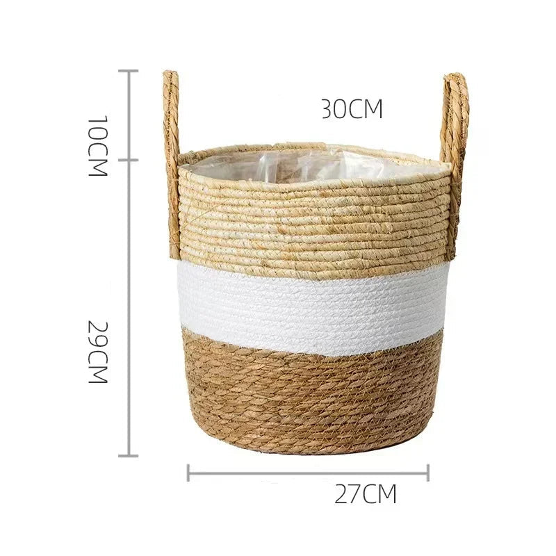 Panier tressé en fibres naturelles – Cache-pot, rangement et déco