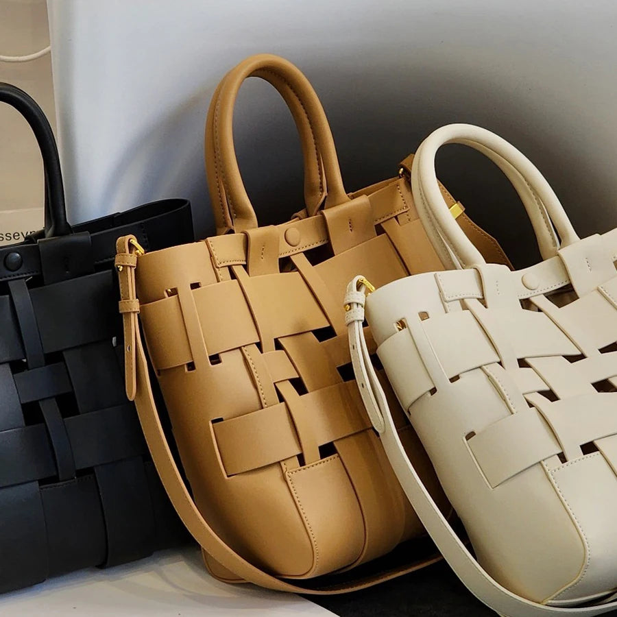 Sac en cuir tressé pour femme – Sac bandoulière haut de gamme