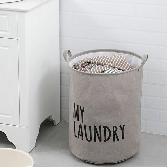 Panier à linge pliable en lin et coton