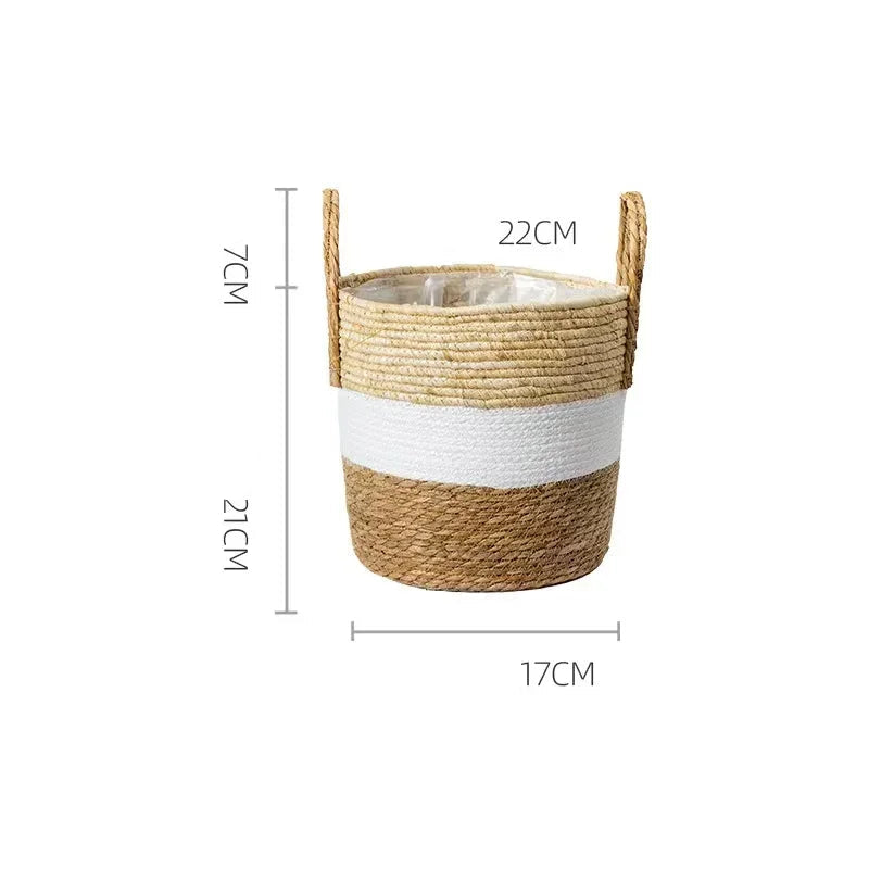 Panier tressé en fibres naturelles – Cache-pot, rangement et déco