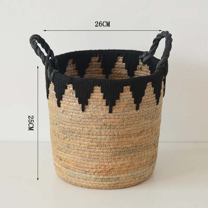 Panier tressé en fibres naturelles – Cache-pot, rangement et déco
