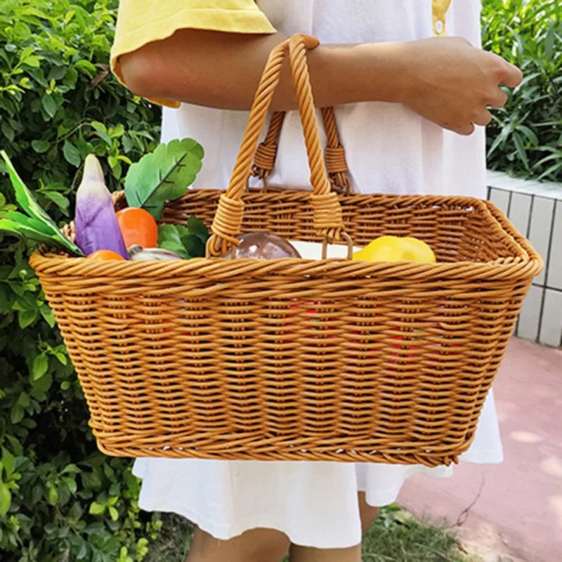 Panier de récolte en imitation rotin