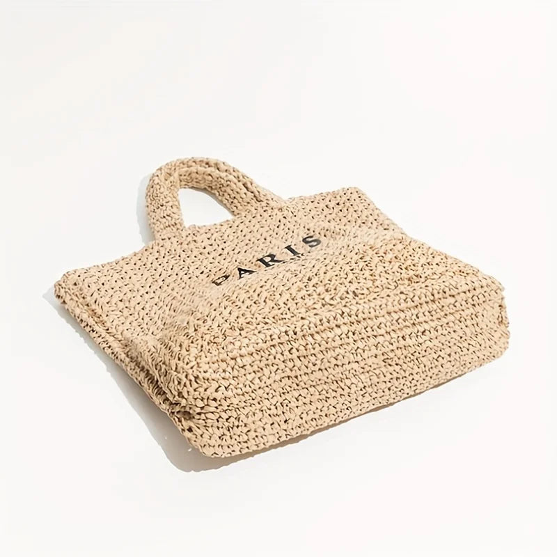 Grand panier sac cabas en raphia tressé