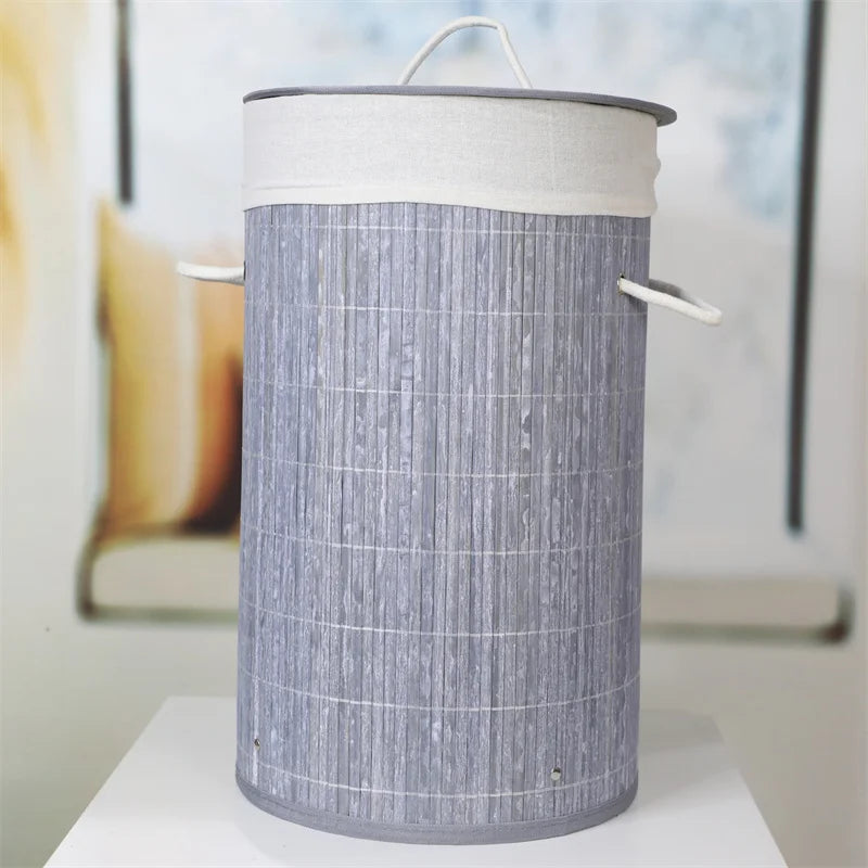 Panier à linge en bambou naturel avec sac amovible