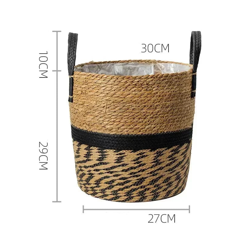 Panier tressé en fibres naturelles – Cache-pot, rangement et déco
