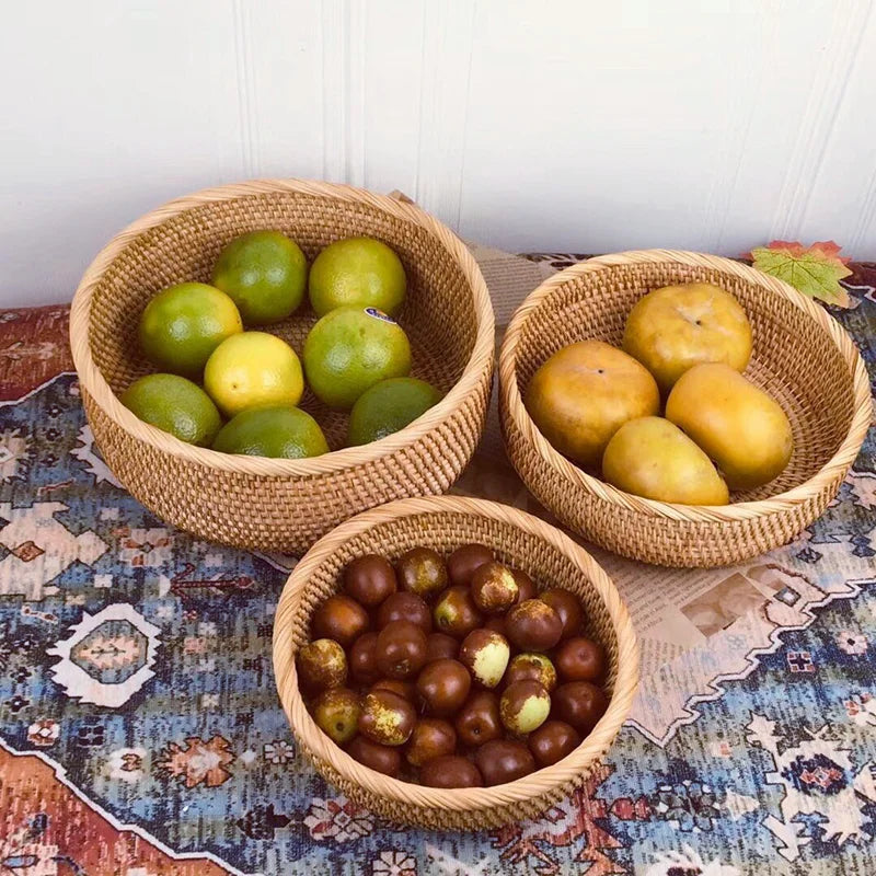 Panier de rangement ou corbeille à fruits, en osier tressé à la main