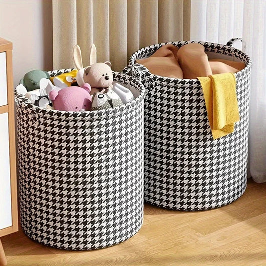 Panier à Linge Pliable à Motif Pied-de-Poule