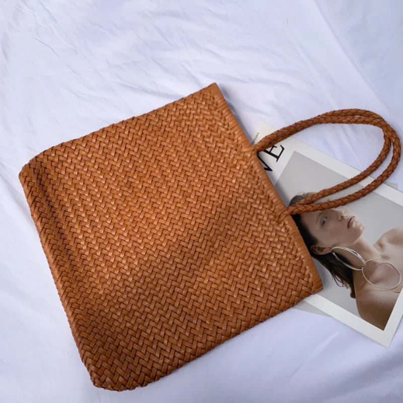 Sac Bandoulière en Cuir de Vachette Tressé à la Main