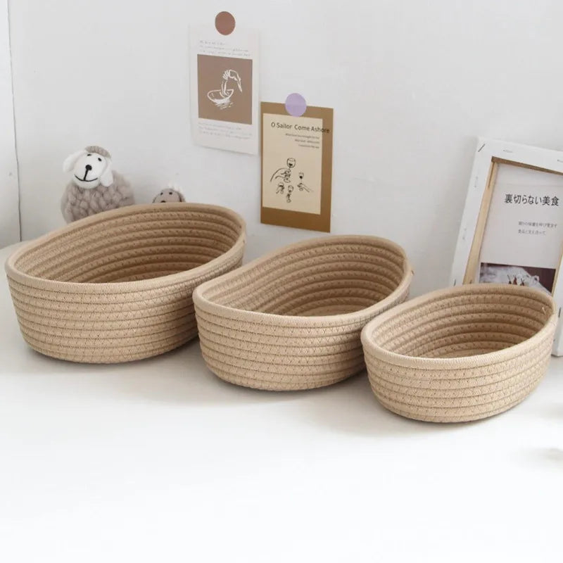 Paniers de rangement en corde de coton | Paniers de style nordiques