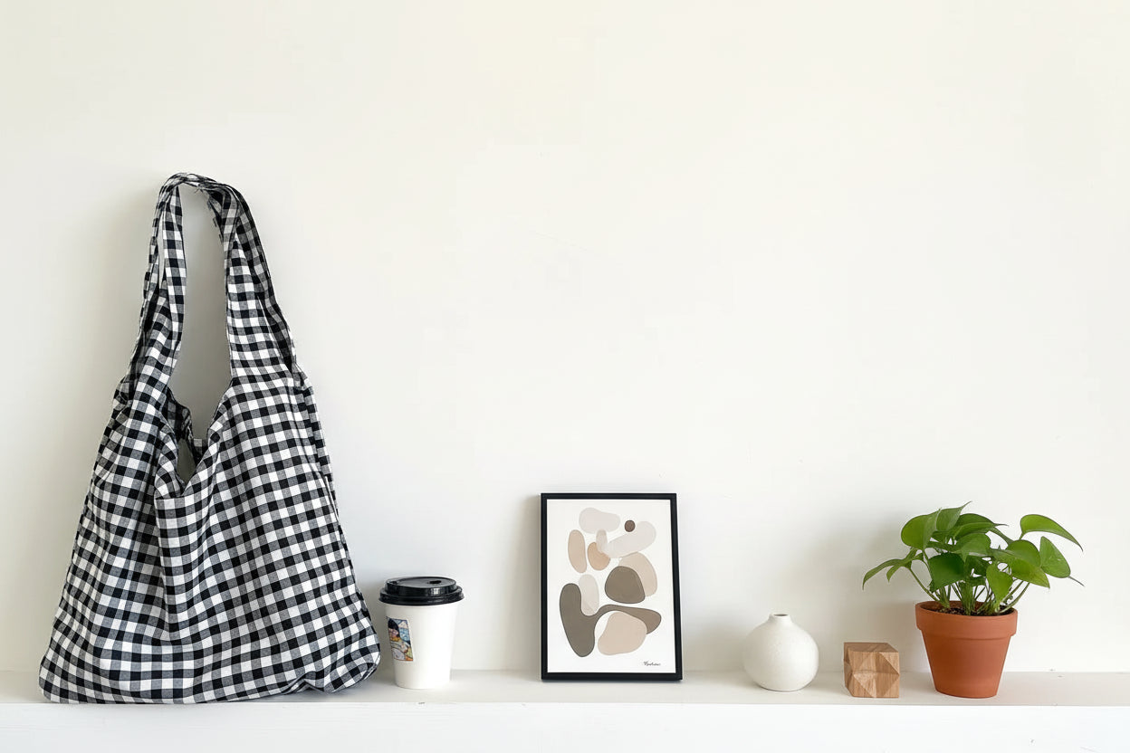 Tote Bag "Campagne Chic" – Motif Vichy & Coton Doux