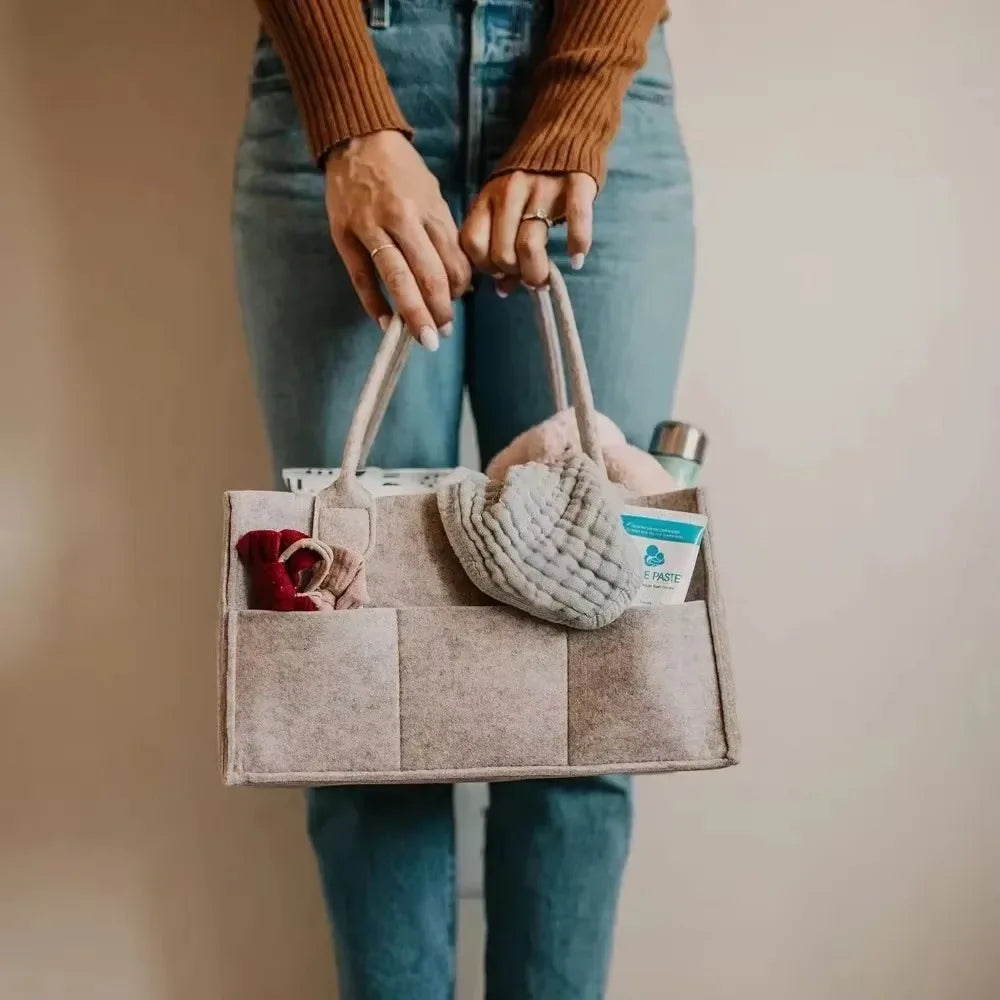Panier  sac à couches tout-en-un pour mamans organisées – Sac à langer en feutrine multifonction