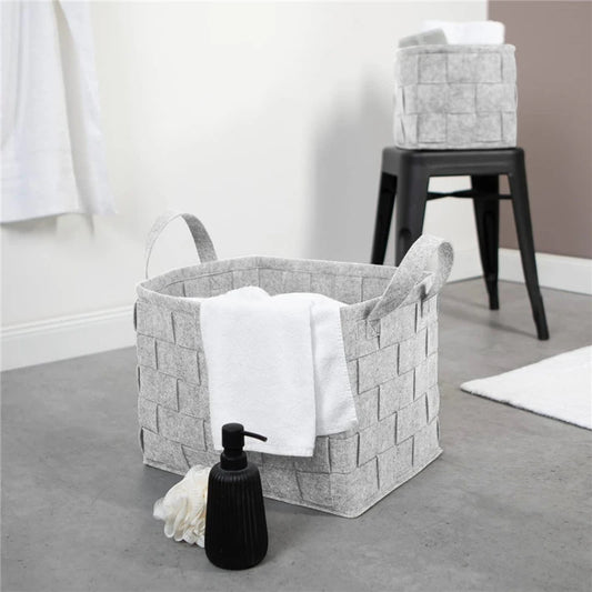 Panier de Rangement en Feutre Recyclé. Grande Capacité, Écologique