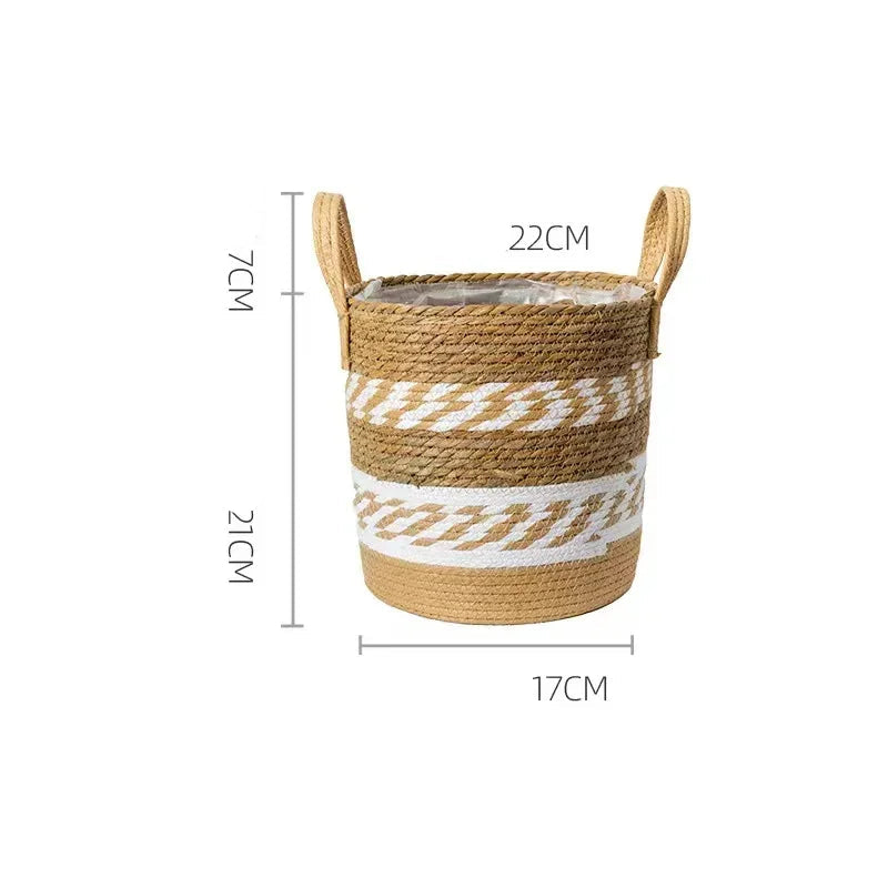 Panier tressé en fibres naturelles – Cache-pot, rangement et déco