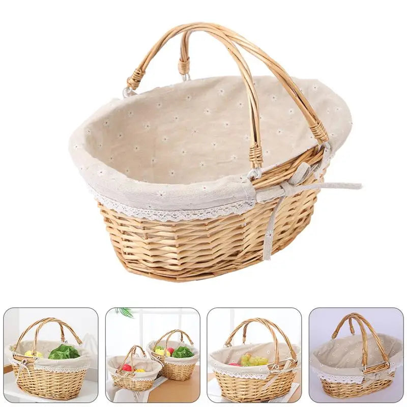 Panier de rangement ou de pique nique en bambou tressé