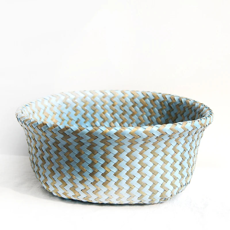 Panier de rangement en jacinthe d'eau tressé à la main