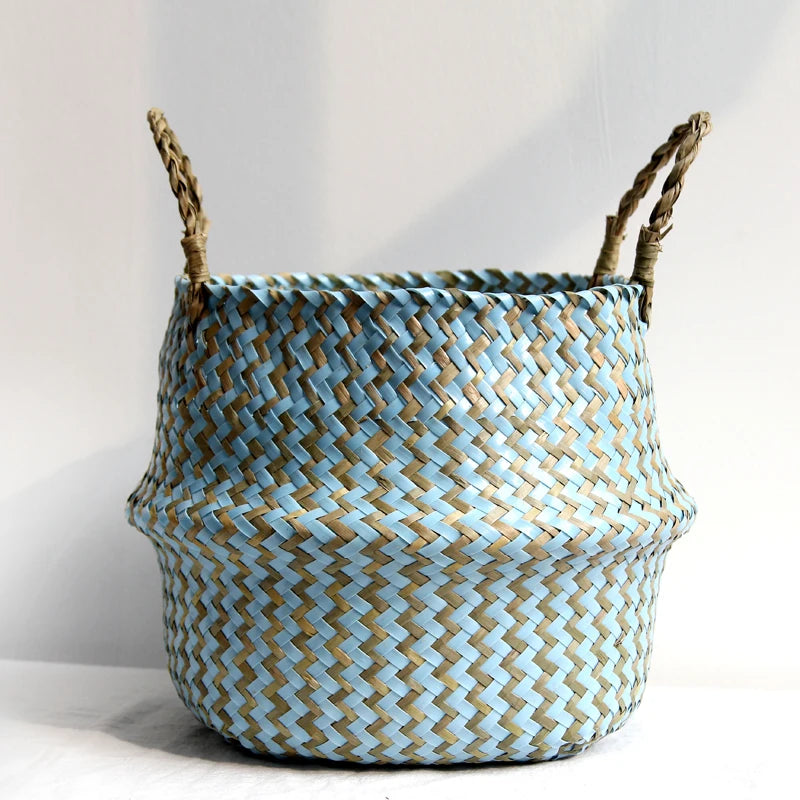 Panier de rangement en jacinthe d'eau tressé à la main
