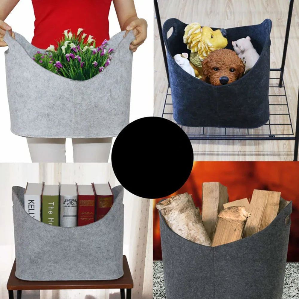 Panier de rangement en feutre – Avec poignées, pliable, 40×30×40 cm, gris ou noir