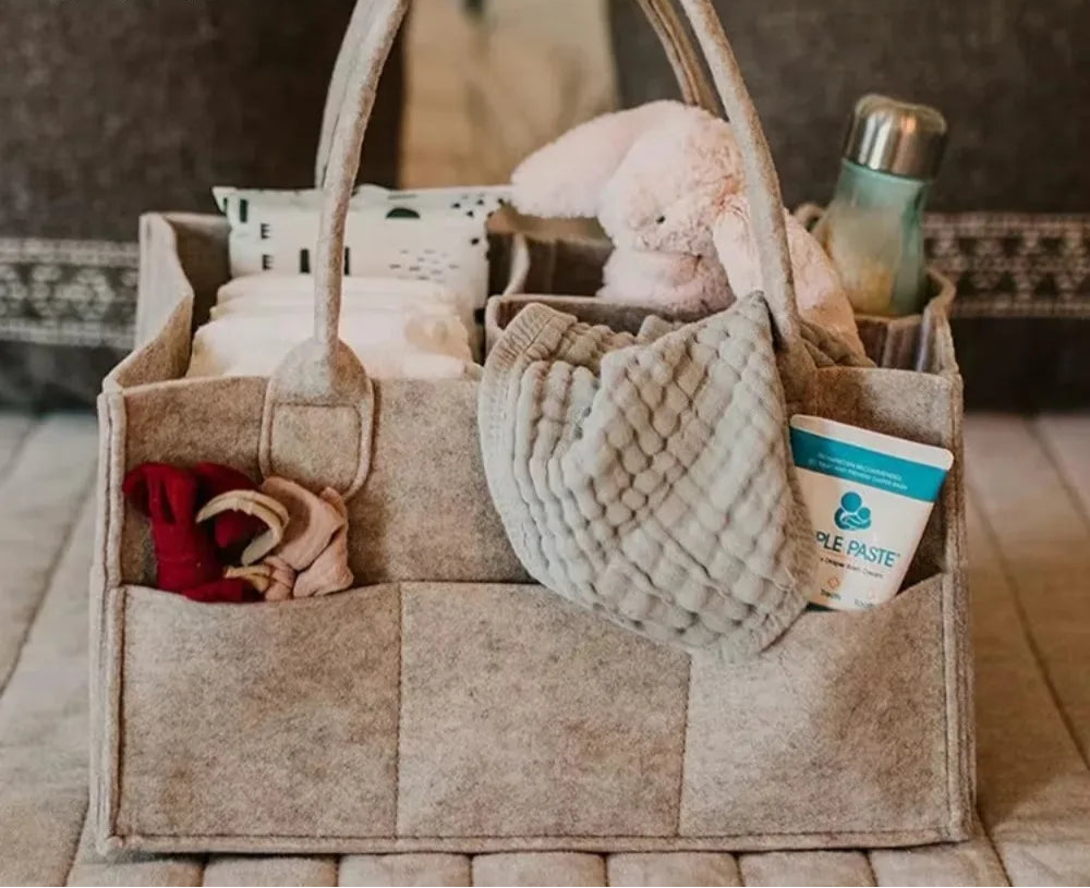 Panier  sac à couches tout-en-un pour mamans organisées – Sac à langer en feutrine multifonction