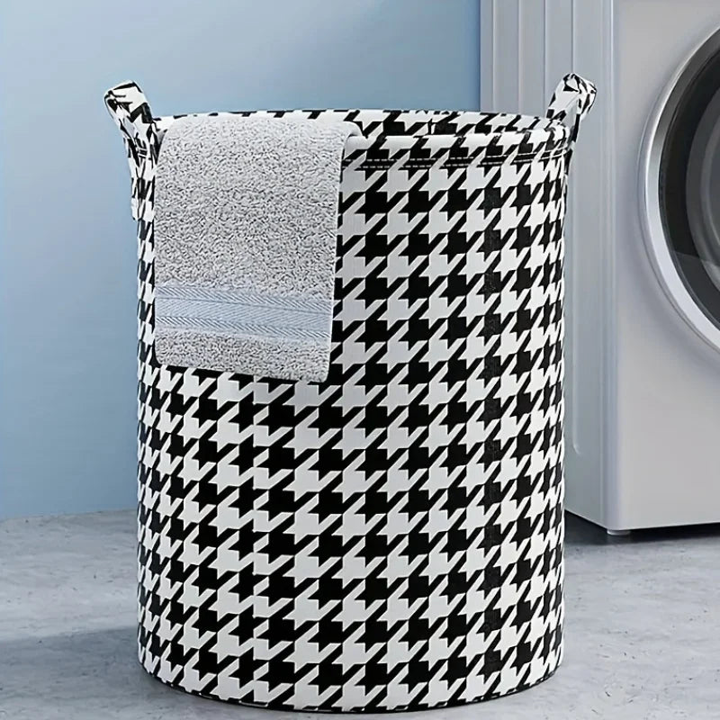 Panier à Linge Pliable à Motif Pied-de-Poule