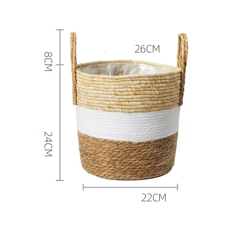 Panier tressé en fibres naturelles – Cache-pot, rangement et déco
