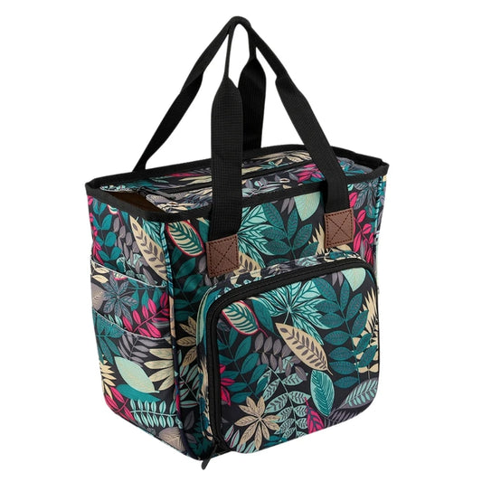 Sac de rangement pour tricot, rectangulaire, coloris feuillage vert et bleu