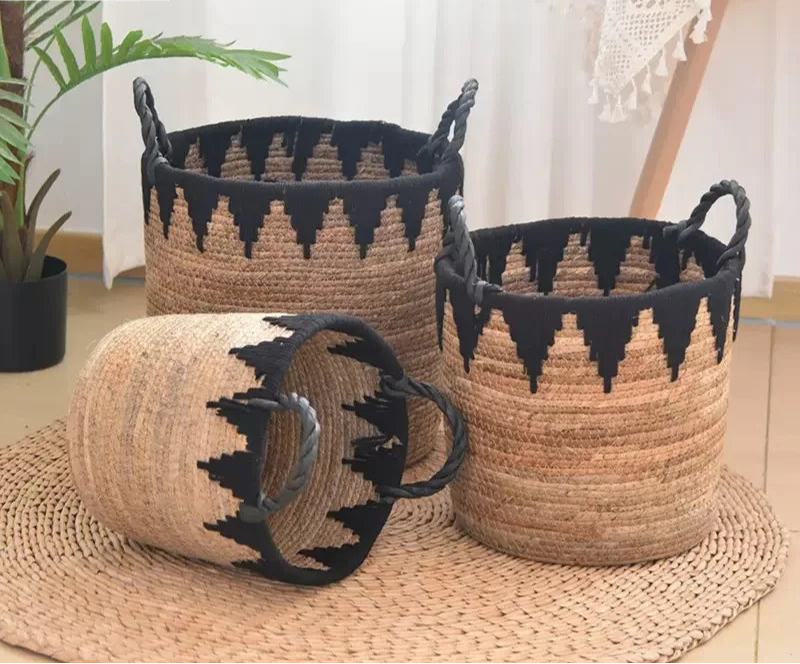 Panier tressé en fibres naturelles – Cache-pot, rangement et déco