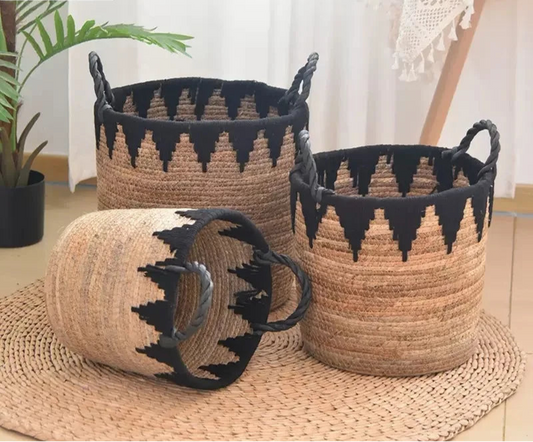 Panier tressé en fibres naturelles – Cache-pot, rangement et déco