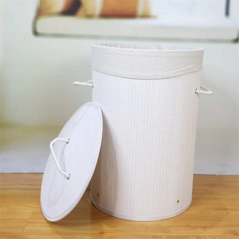 Panier à linge en bambou naturel avec sac amovible