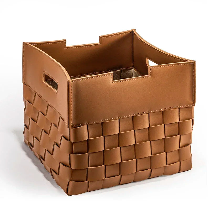 Panier de rangement en cuir tressé – Boîte de rangement décorative de luxe