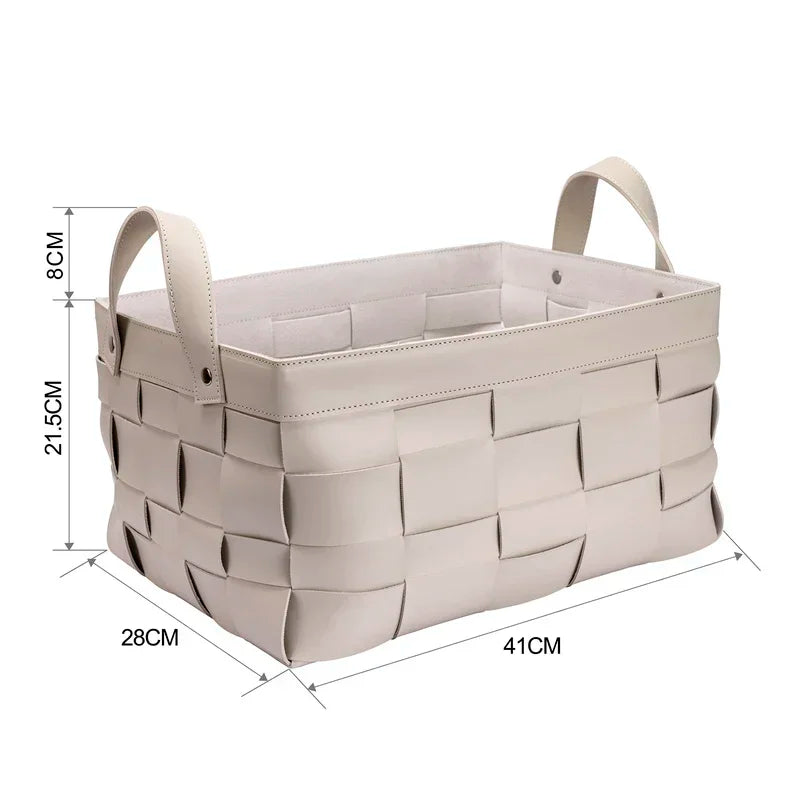 Panier de rangement en cuir tressé – Boîte de rangement décorative de luxe
