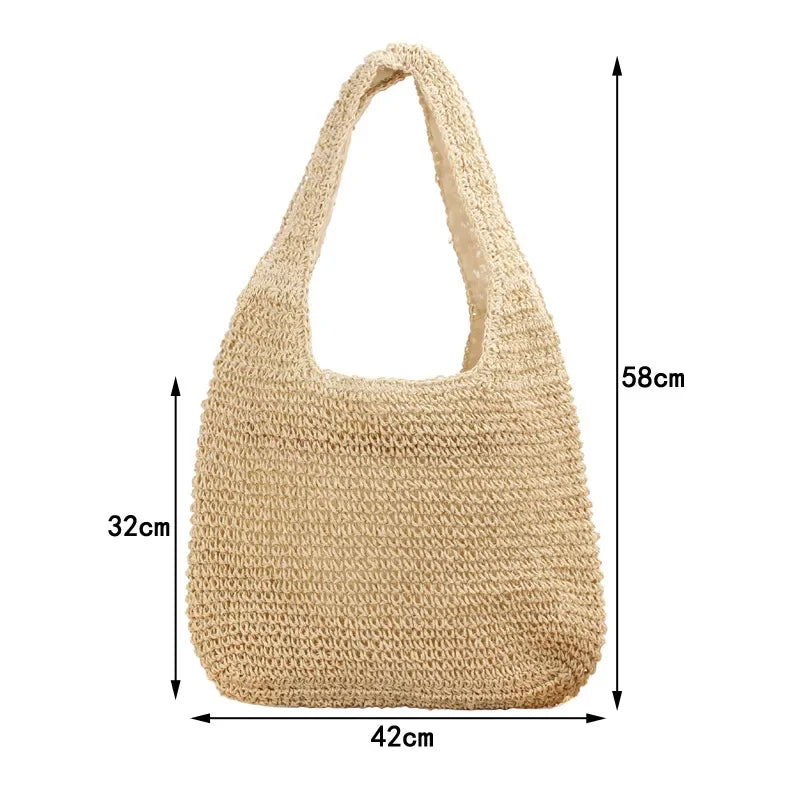 Panier sac cabas en paille tissée
