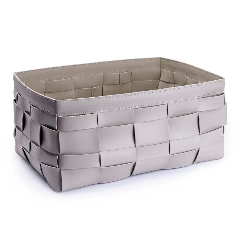 Panier de rangement en cuir tressé – Boîte de rangement décorative de luxe