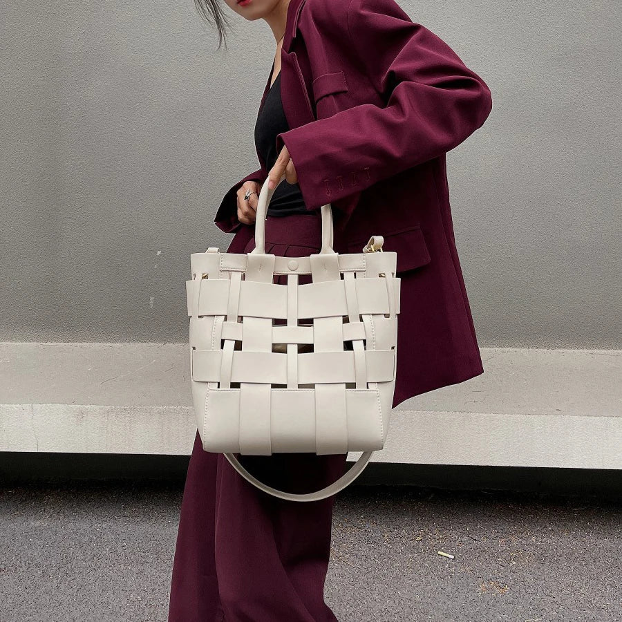 Sac en cuir tressé pour femme – Sac bandoulière haut de gamme