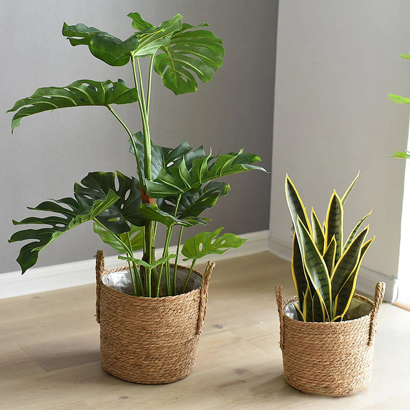 Panier Cache-Pot en Paille Tressée