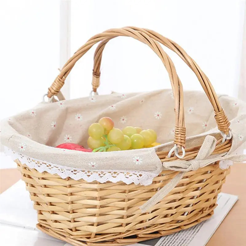 Panier de rangement ou de pique nique en bambou tressé