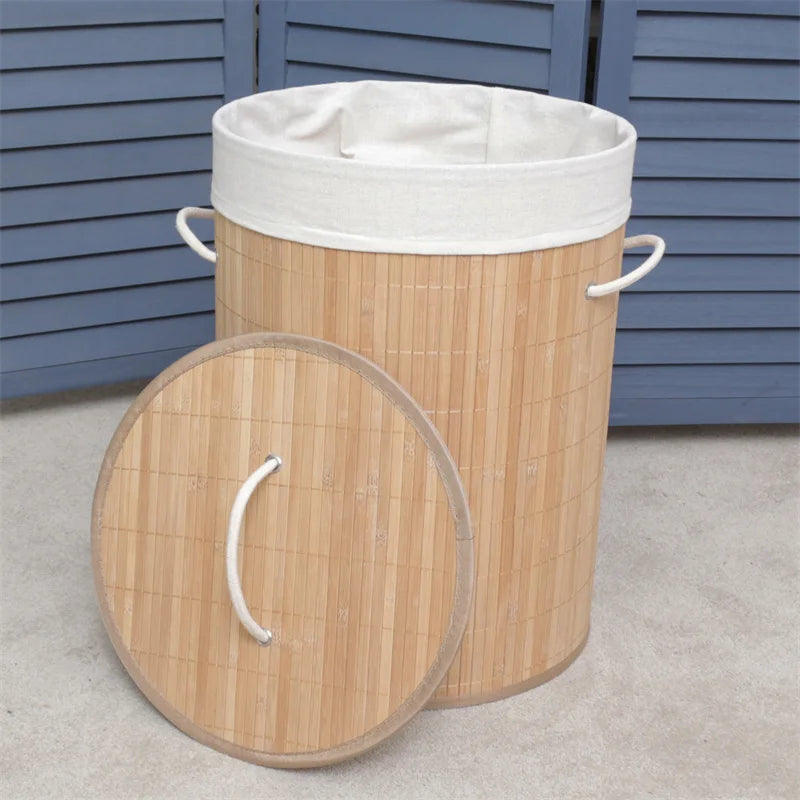 Panier à linge en bambou naturel avec sac amovible