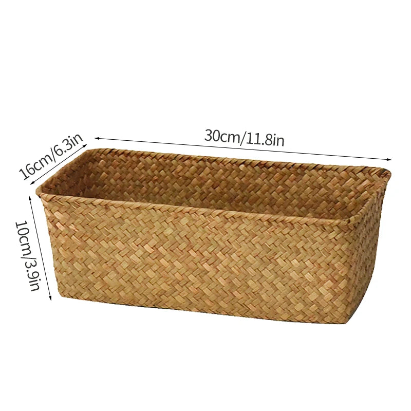 Panier de rangement en osier tissé à la main
