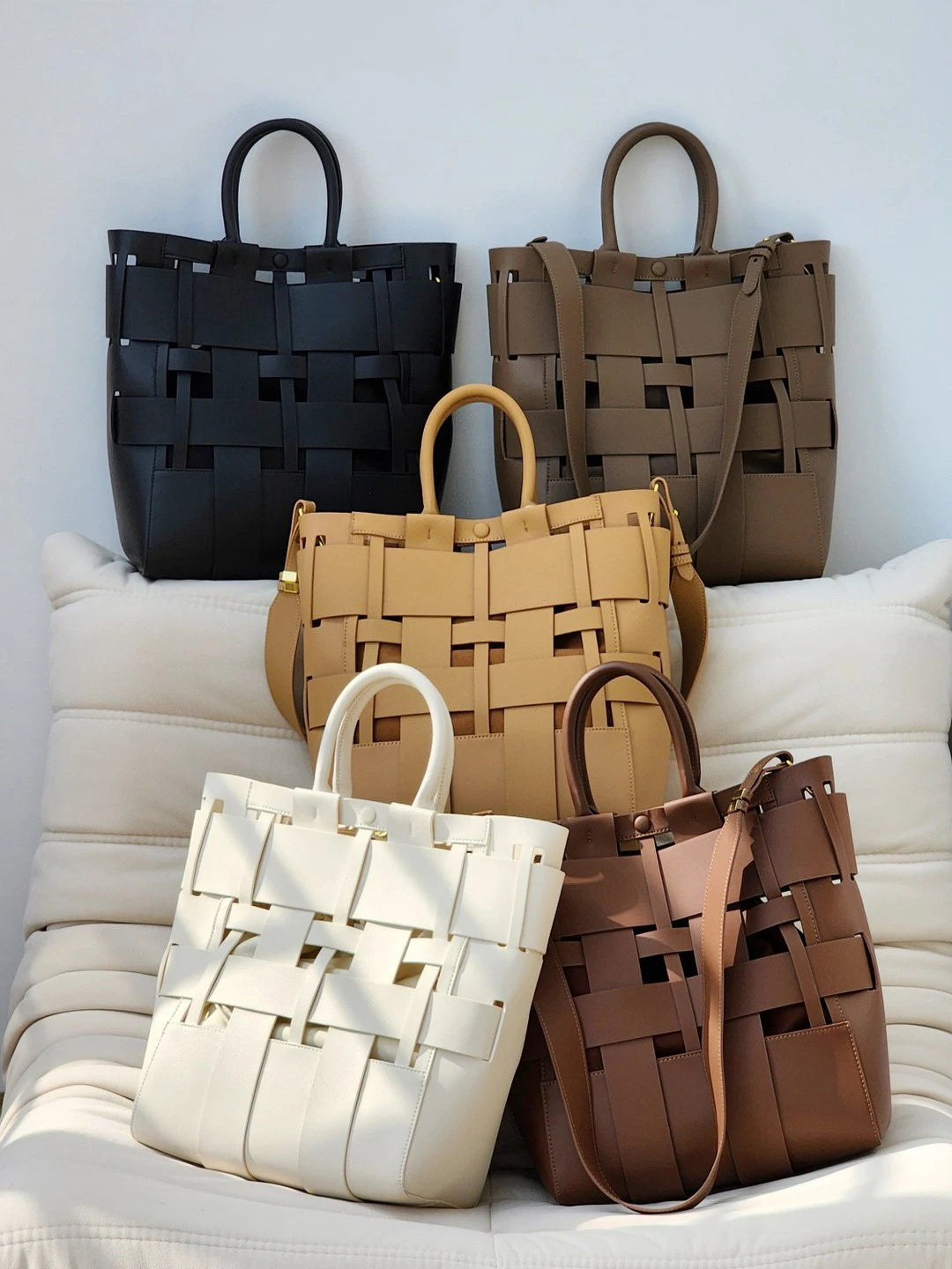 Sac en cuir tressé pour femme – Sac bandoulière haut de gamme