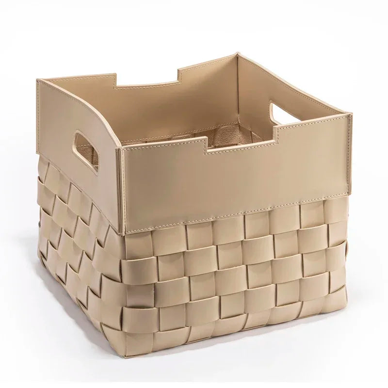 Panier de rangement en cuir tressé – Boîte de rangement décorative de luxe