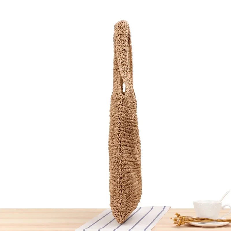Panier sac cabas en paille tissée
