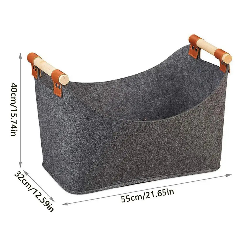 Panier à bûches en feutre – Elégant, 3 tailles, multi-usages, pliable.