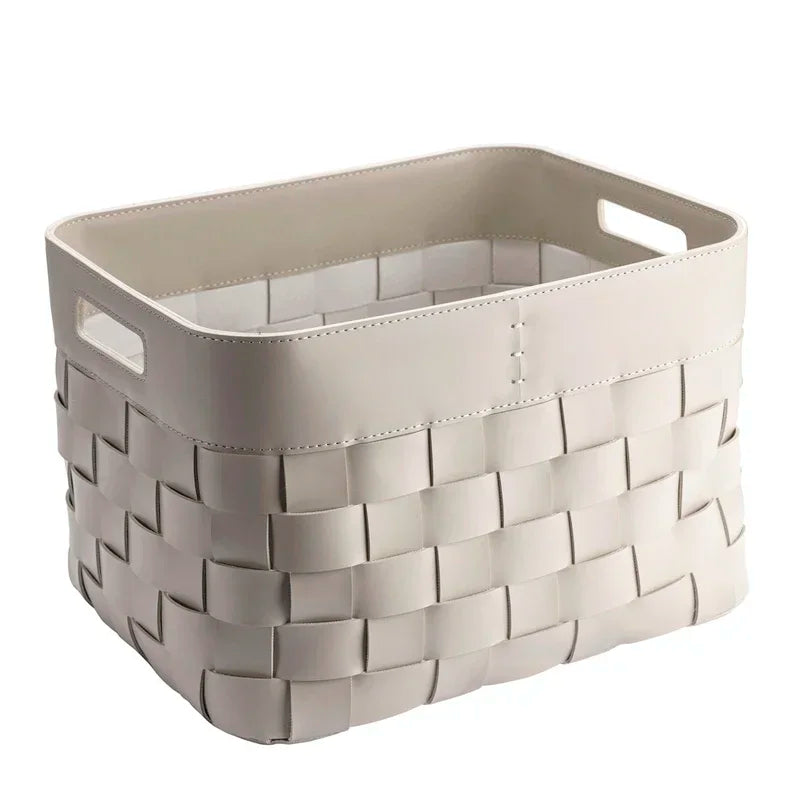 Panier de rangement en cuir tressé – Boîte de rangement décorative de luxe